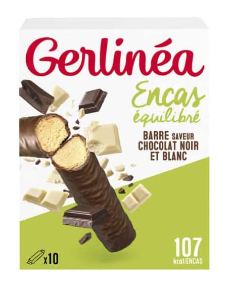 Gerlinéa - Encas équilibré barre, chocolat noir et blanc (10)