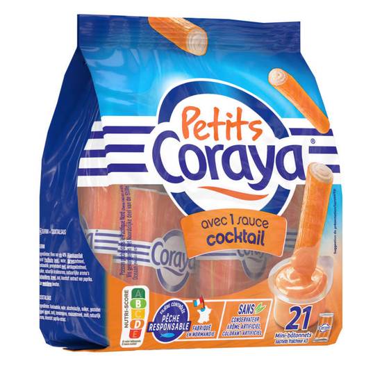 CORAYA - Surimis - Mini bâtonnets - Sauce cocktail x20 - 210g