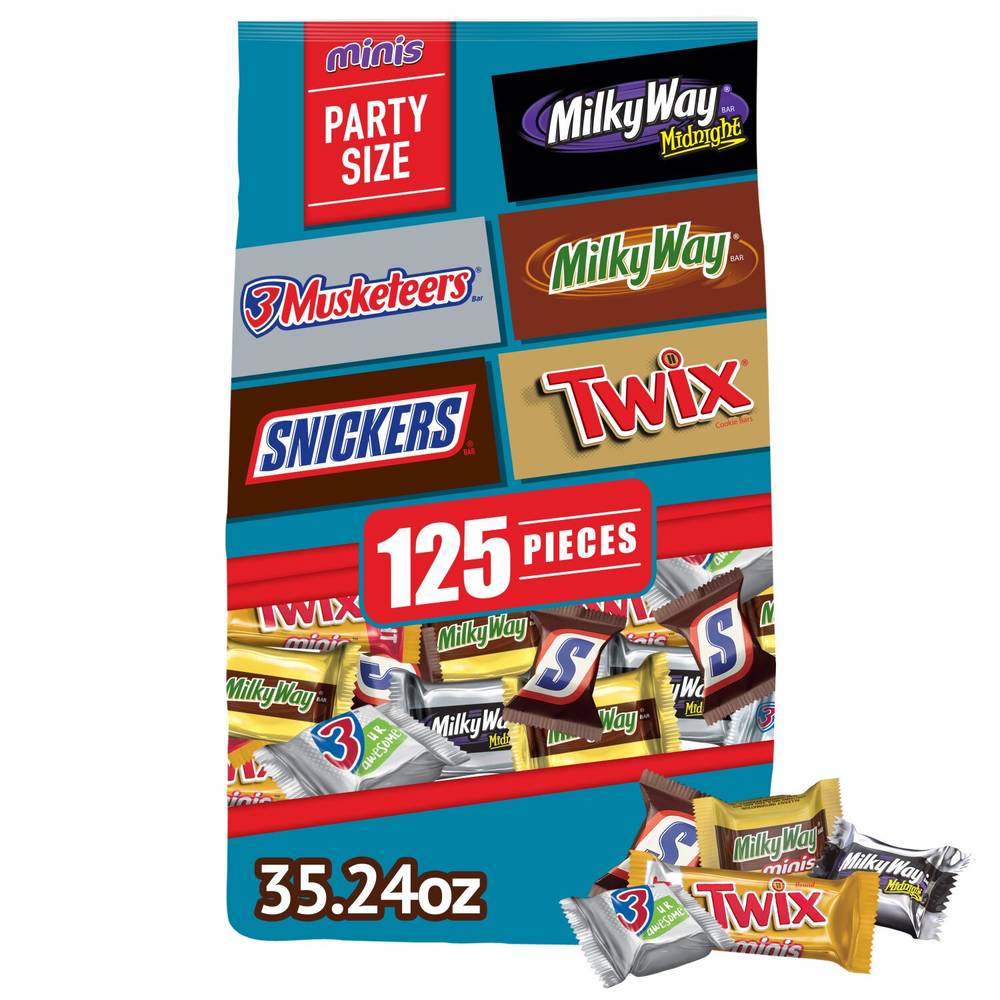 Snickers, Twix, Milky Way & 3 Musketeers Variety Pack Milk & Dark Chocolate Candy Bars, 125 ct, 39 oz