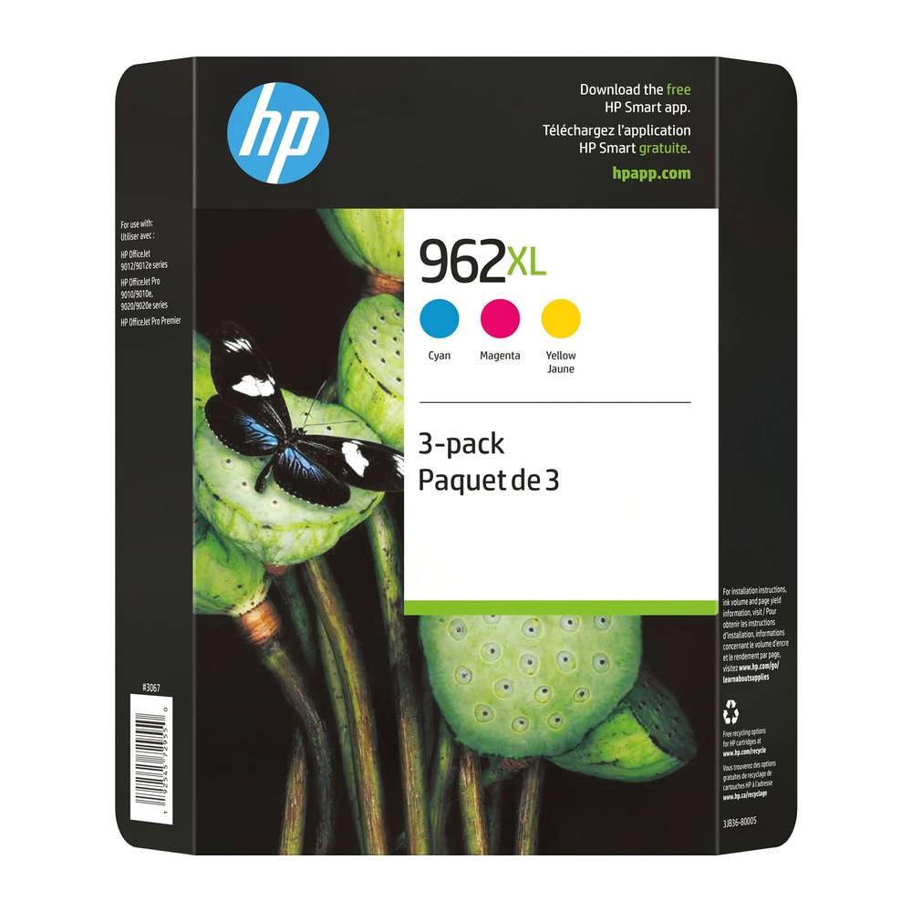HP 962XL Ensemble de 3 cartouches d’encre tricolore à haut rendement - 962XL Original ink cartridges