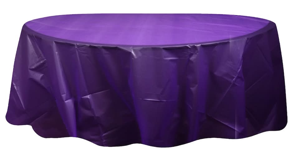 Party! Round Plastic Table Cover, 7 ft, Purple