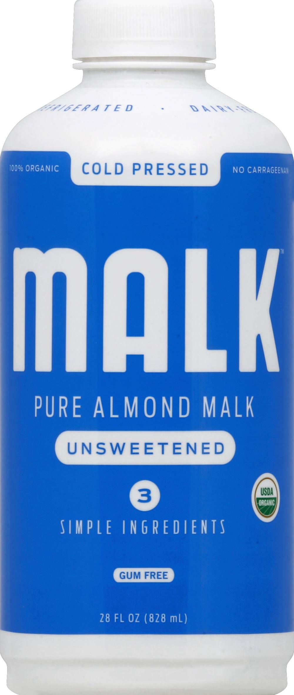 MALK Organic Unsweetened Milk, Almond (28 fl oz)