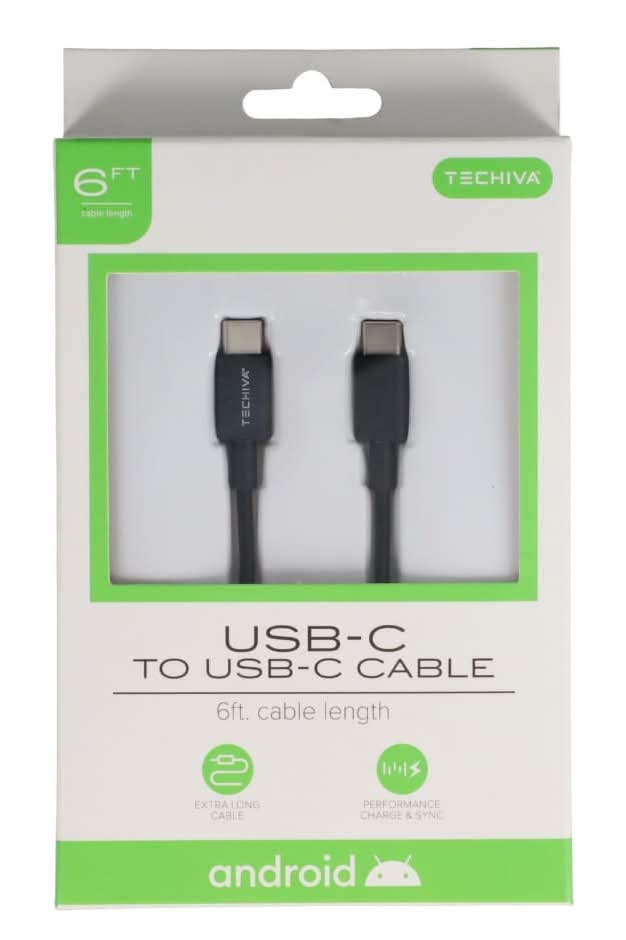 Techiva Android Usb C Cables, 6 ft, Black