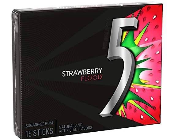 Wrigleys 5 Strawberry Flood Chewing Gum 15 Pieces