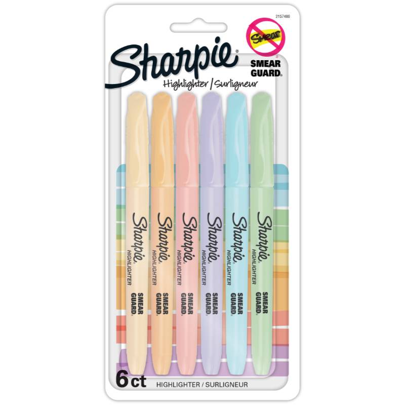 Sharpie Smear Guard Highlighters, Assorted (6 ct)