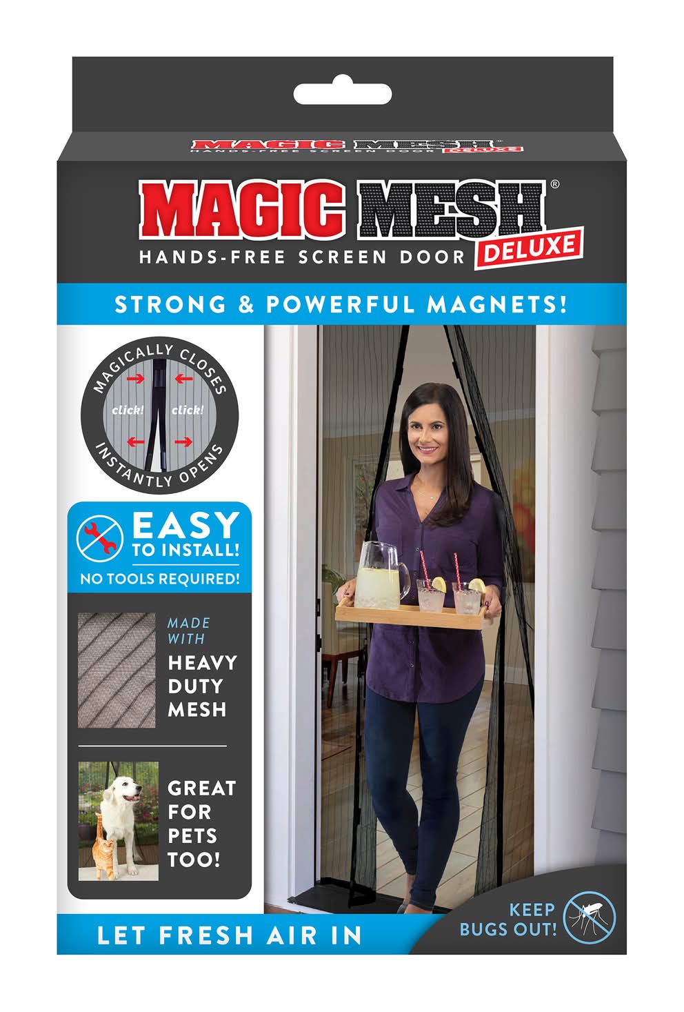 As Seen On Tv Magic Mesh 83 In. H X 39 In. W Black Mesh Hands-Free Magnetic Screen Door
