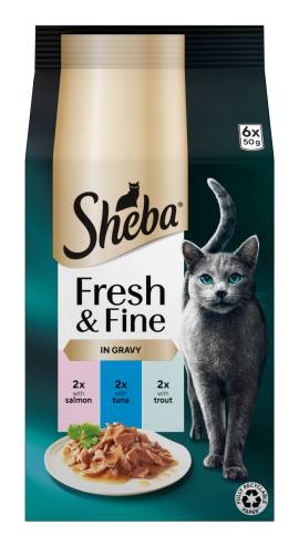 Sheba Fresh & Fine Adult Wet Cat Food in Gravy Pouches (6 pack)