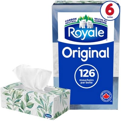 Royale mouchoirs en papier original à 2 épaisseurs - 2 ply original facial tissues (6 unités) (8.11x7.95 in)