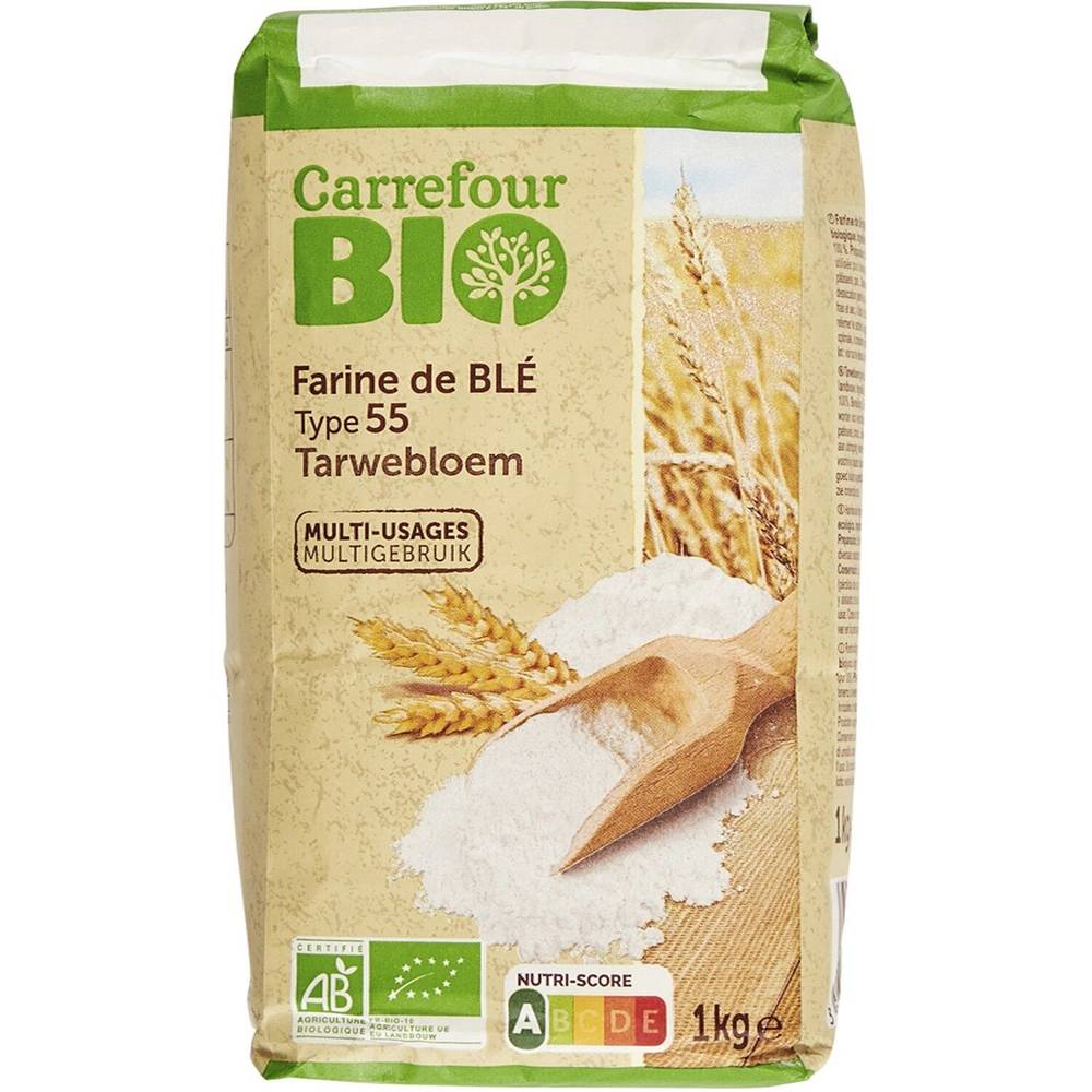 Farine de blé  type 55 Bio CARREFOUR BIO - le paquet de de 1Kg