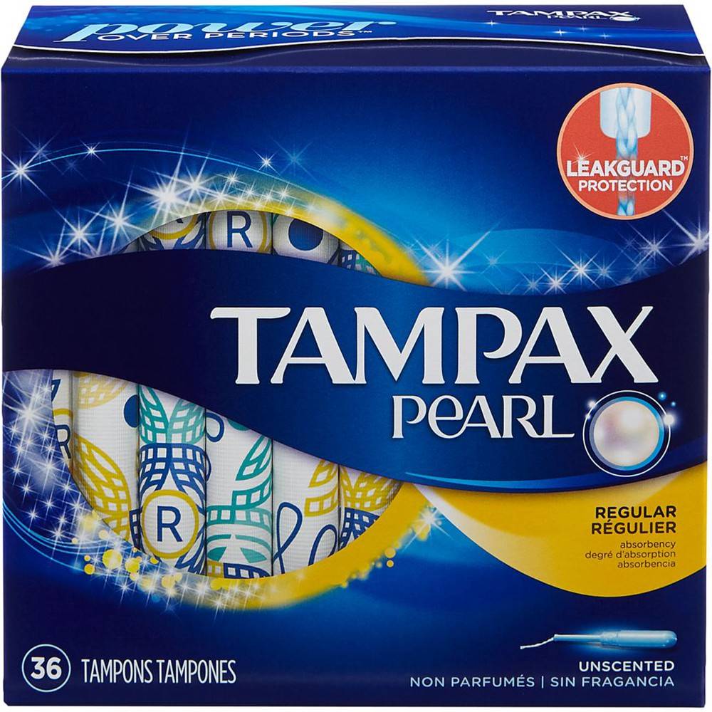 Tampax pearl tampons avec applicateurs en plastique degré d'absorption régulier non parfumés (36 unités) - pearl regular with liner tampons (36 units)