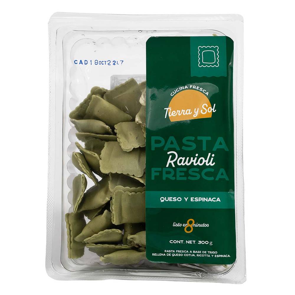 Tierra y Sol · Ravioli relleno queso y espinaca (300 g)