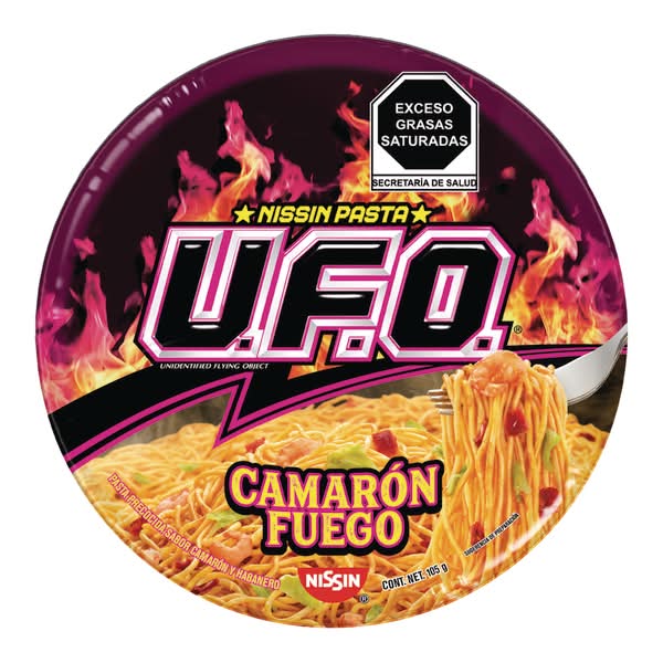 Nissin · U.f.o pasta precocida, camarón fuego (105 g)