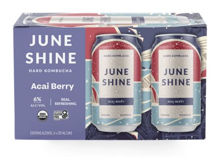 JuneShine Hard Kombucha Acai Berry 6 Pack 12oz Cans