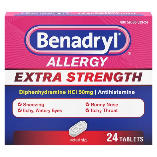 Benadryl Allergy Extra Strength Antihistamine Tablets (24 ct)