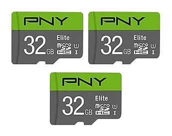 PNY Elite 32GB microSDHC Memory Card with Adapter, Class 10, UHS-I, 3/Pack (P-SDU32GX3U1100)