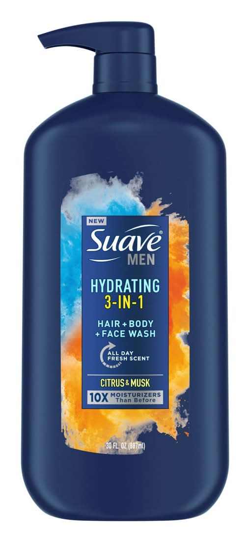 Suave Men Hydrating 3-In-1 Hair Body And Face Wash Citrus & Musk 30 Oz