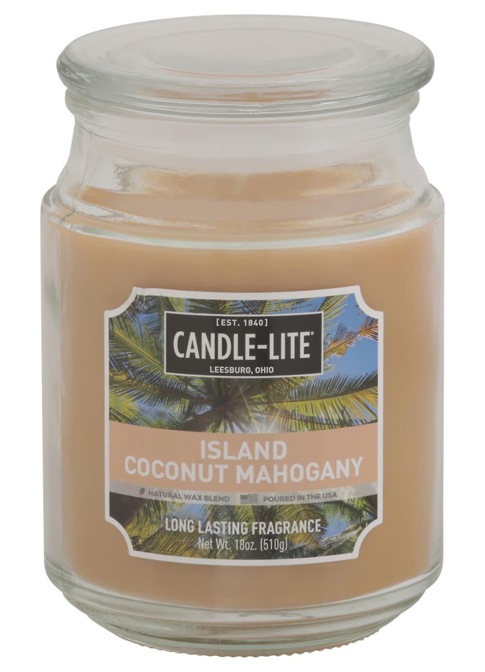 Candle-lite Long Lasting Fragrance Candle, Island Coconut Mahogany (18 oz)
