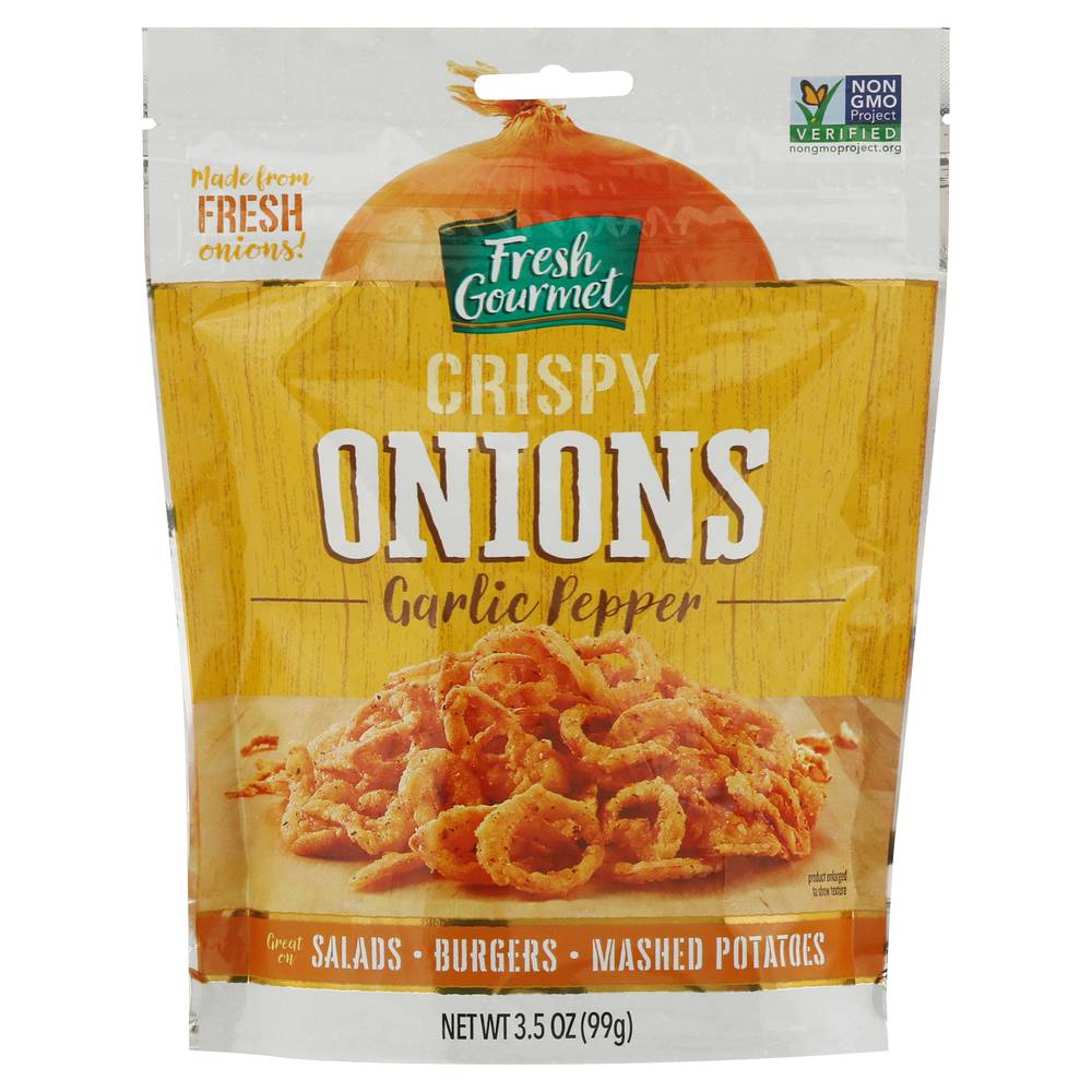 Fresh Gourmet Crispy Onions, Garlic Pepper (3.5 oz)