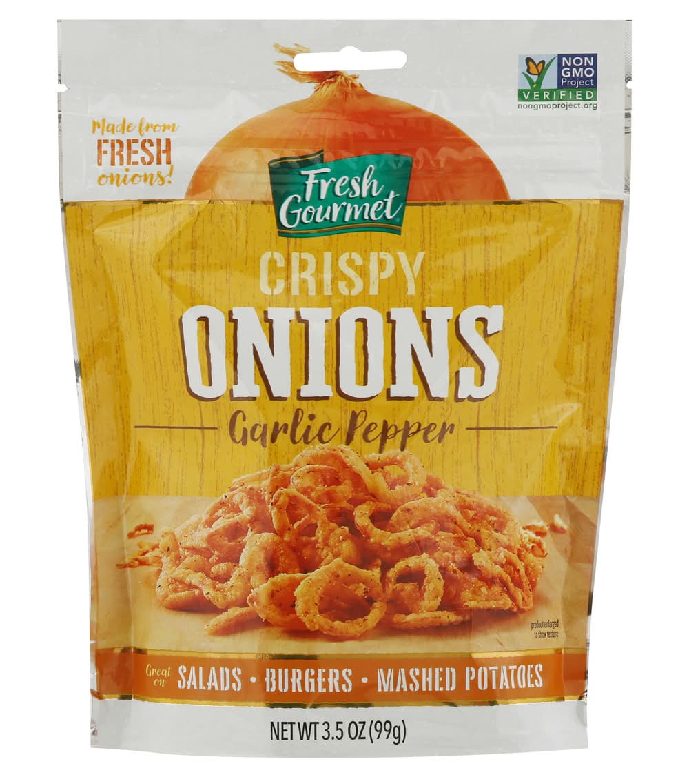 Fresh Gourmet Crispy Onions, Garlic Pepper (3.5 oz)