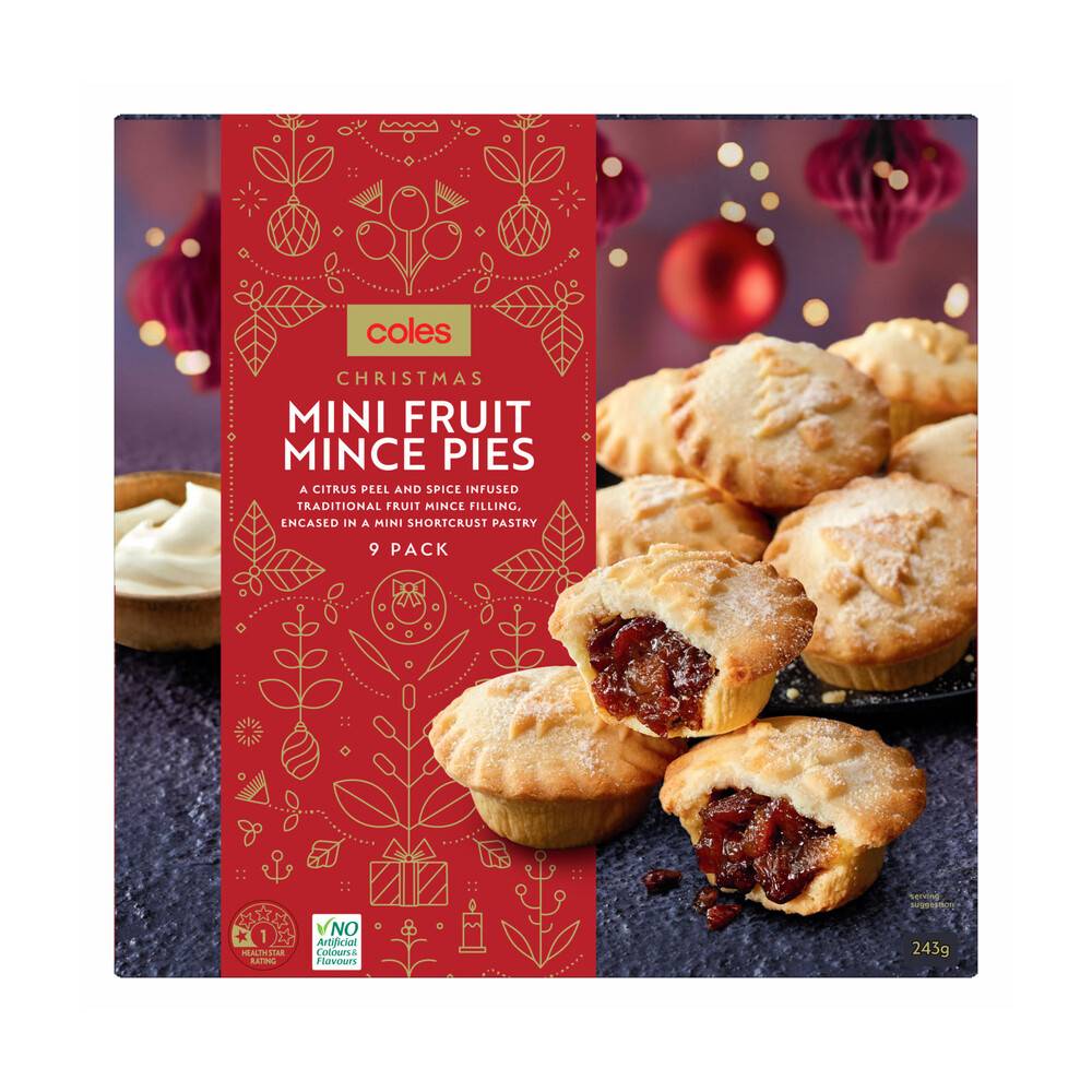 Coles Christmas Mini Fruit Mince Pies 9 ct