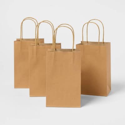 Spritz Favor Paper Gift Tote Bags, Brown (12 ct)
