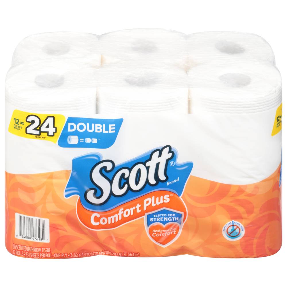 Scott Comfort Plus Double Unscented Bathroom Tissue (12 rolls)