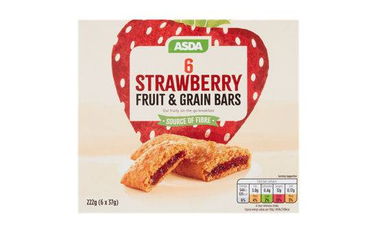Asda 6 Strawberry Fruit & Grain Bars 6 x 37g (222g)
