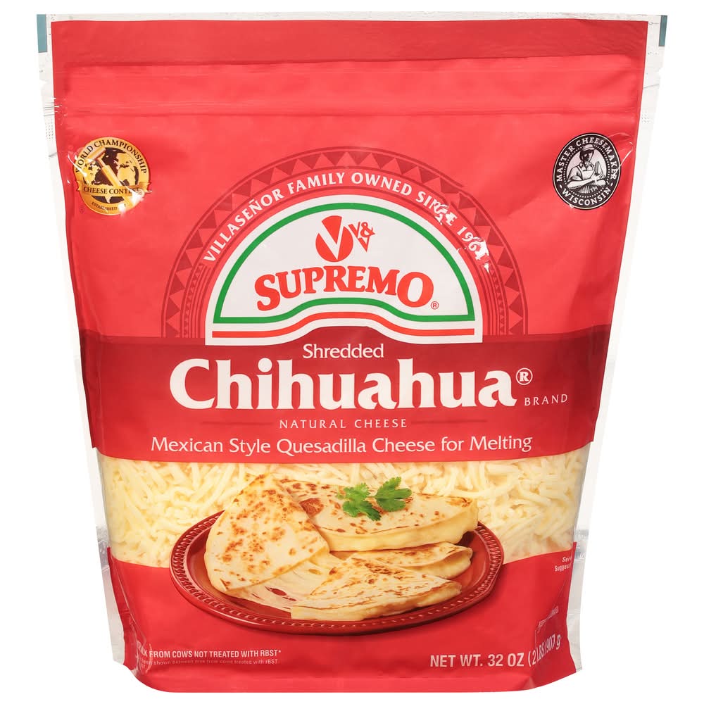 V&V Supremo Shredded Chihuahua Quesadilla Cheese, Mexican Style (32 oz)