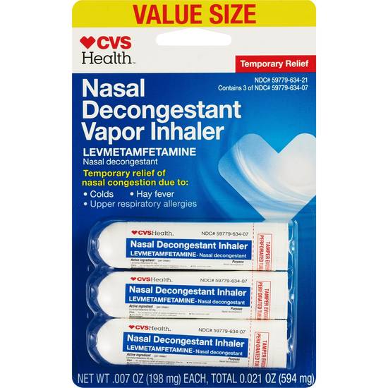 CVS Health Nasal Decongestant Vapor Inhaler, 3 CT