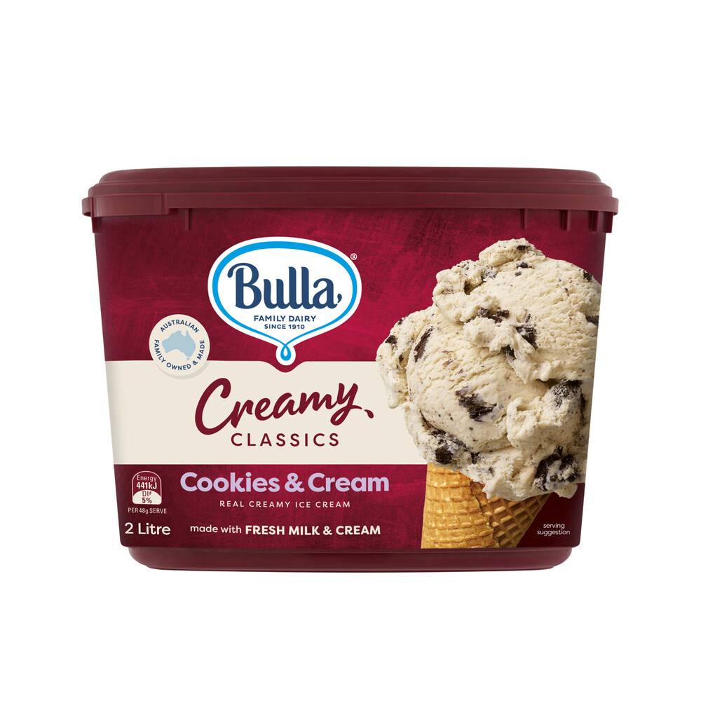 Bulla Creamy Classics Cookies & Cream Ice Cream Tub 2L