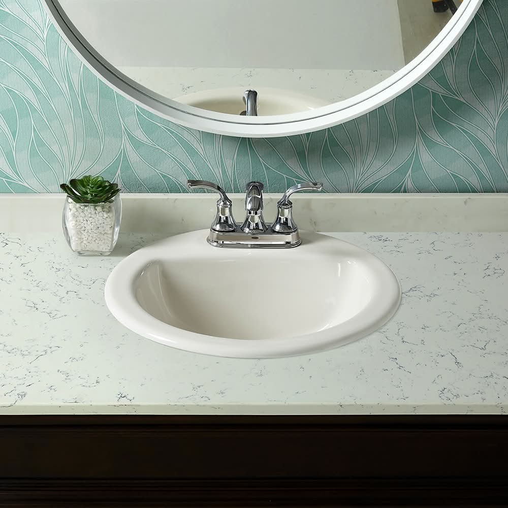 Project Source Colter Vitreous China 19.0-in Drop-in Round Traditional White Bathroom Sink