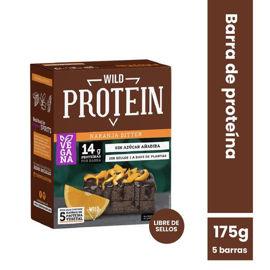 Wild protein pack barra proteina naranja bitter (caja, 5 un)