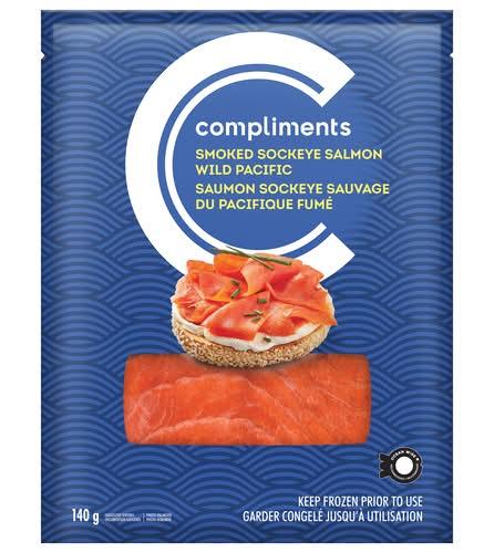 Compliments Frozen Wild Pacific Smoked Sockeye Salmon (140 g)