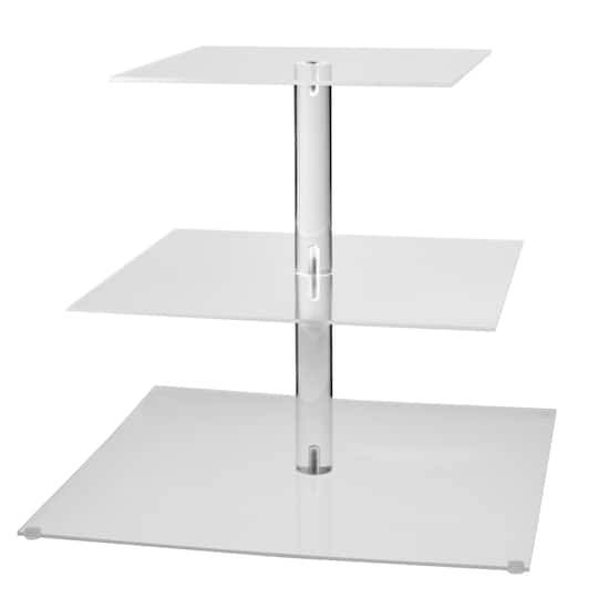 11" Clear Square 3-Tier Acrylic Treat Stand By Celebrate It