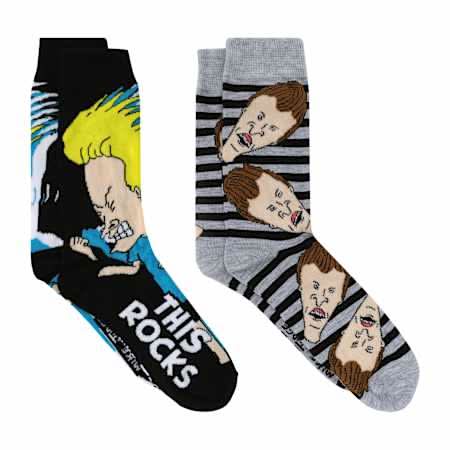 Young Mens Licensed Crew Socks 2-Pairs Beavis & Butt-Head