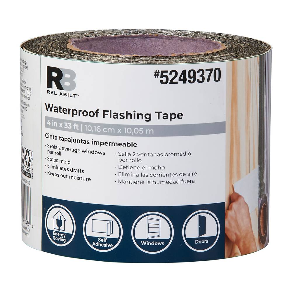 RELIABILT Self-Adhesive Flashing Tape 4-in x 33-ft Rubberized Asphalt Roll Flashing | RB433