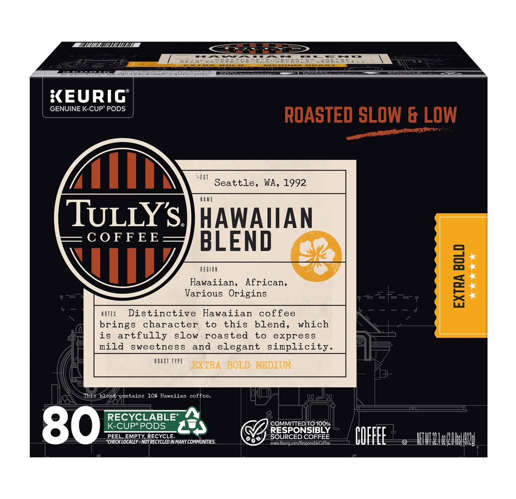 Tully's Coffee Hawaiian Blend K-Cup Pods (32.1 oz, 80 ct)