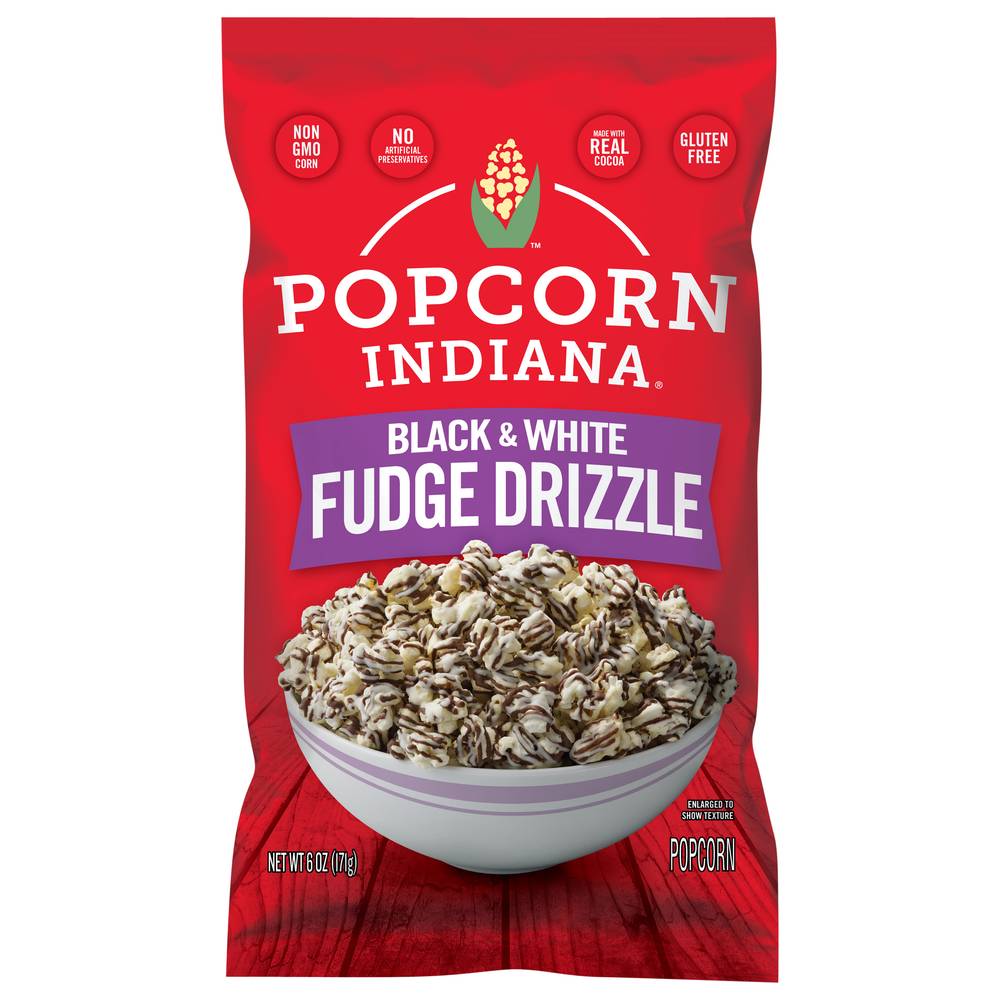 Popcorn Indiana Black & White Fudge Drizzled Popcorn