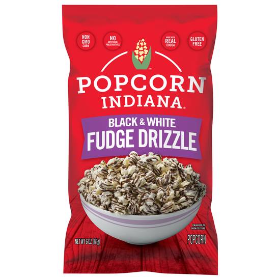 Popcorn Indiana Black & White Fudge Drizzled Popcorn