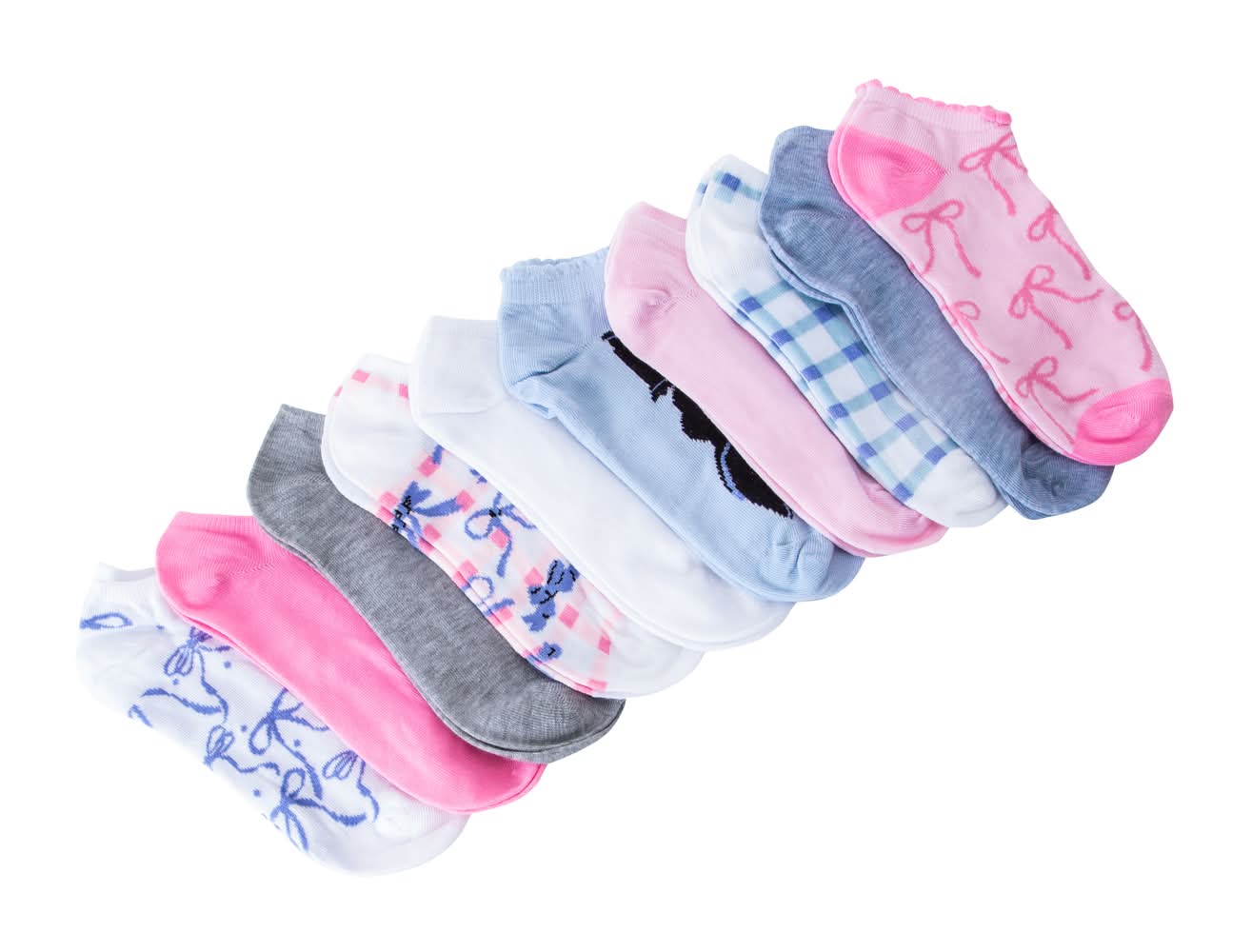 Ladies Low-Cut Socks 10-Pack Coquette Scallop