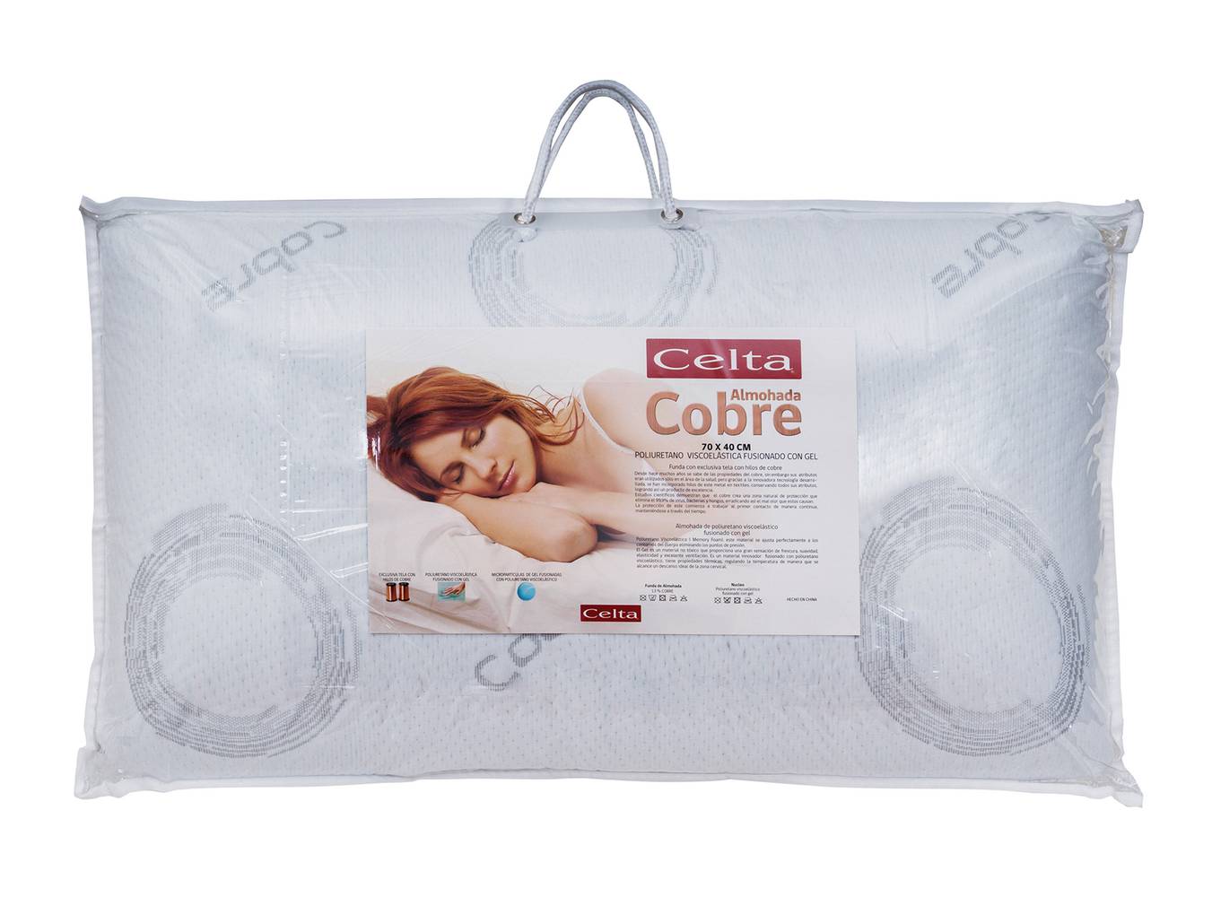 Celta almohada viscoelástica viscogel cobre 70 x 40 cm