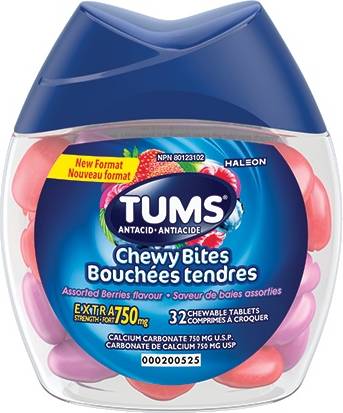Tums Chewy Bites Antacid Bounchees Tendres, Assorted Berries (32 ct)