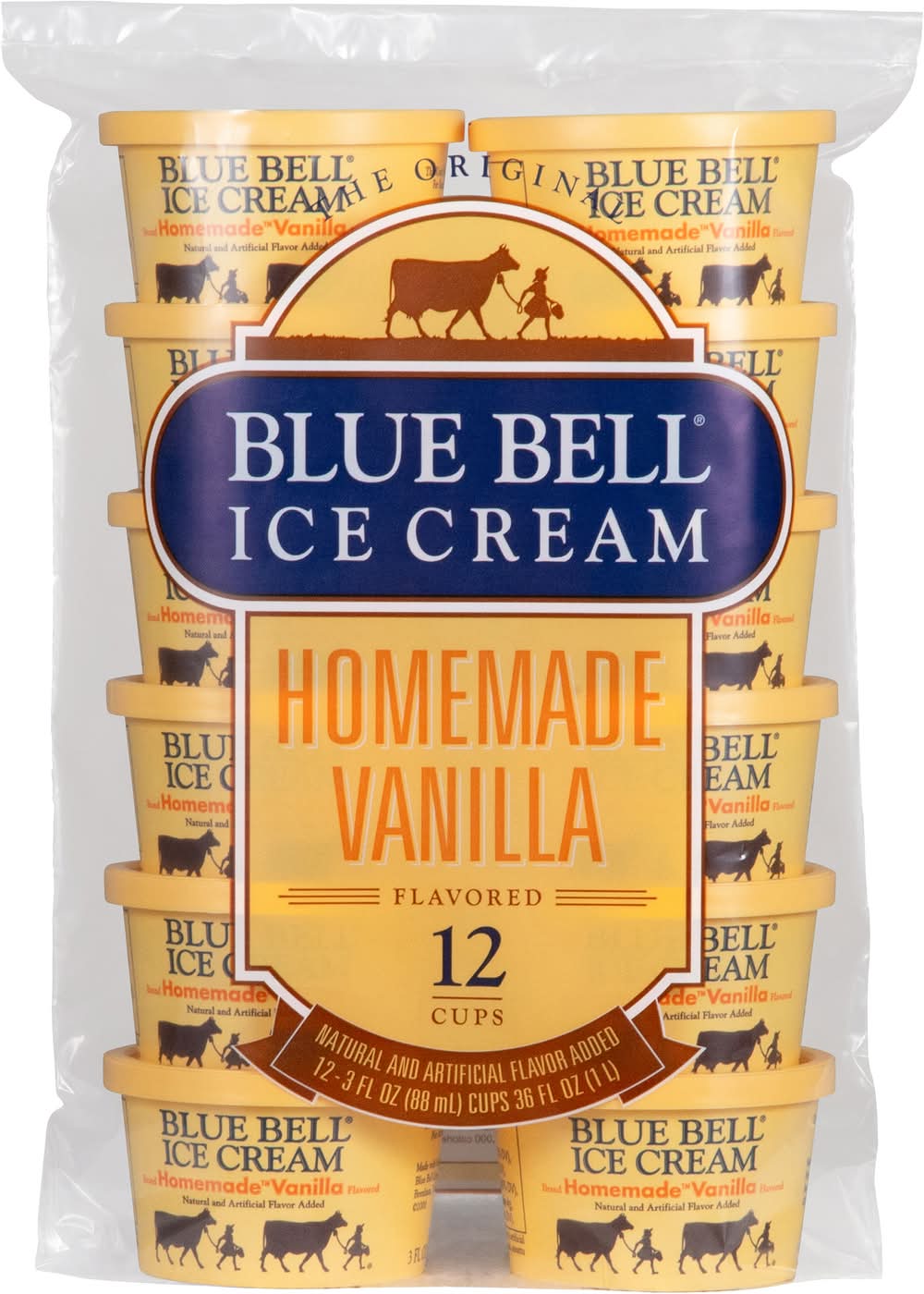Blue Bell Homemade Ice Cream Cups, Vanilla (12 x 3 fl oz)