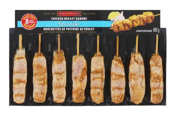 Marcangelo foods brochettes de poitrine de poulet souvlaki - souvlaki chicken breast kabobs (8 unités)