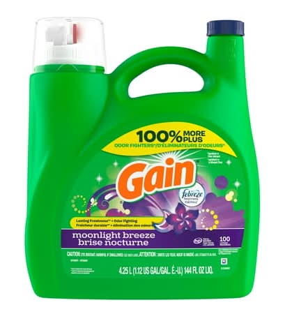 Gain Freshness & Odor Fighting Liquid Laundry Detergent, Moonlight Breeze (4.25 L)