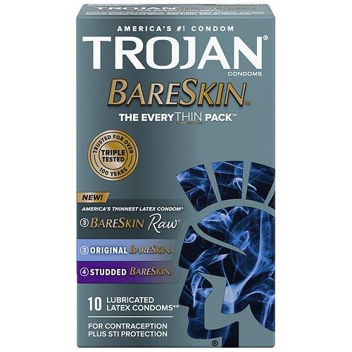 Trojan Bareskin Lubricated Latex Condoms - 10.0 ea