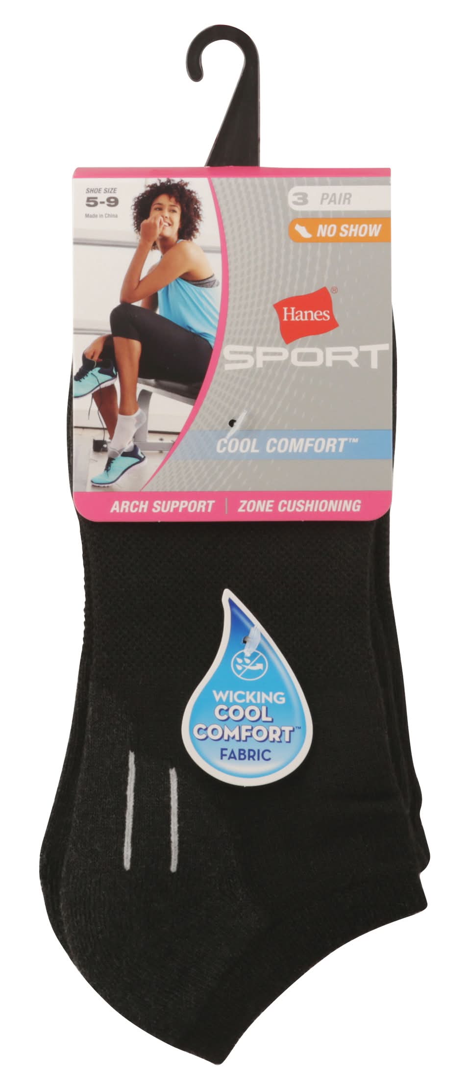 Hanes Sport Cool Comfort Arch Support No Show Socks