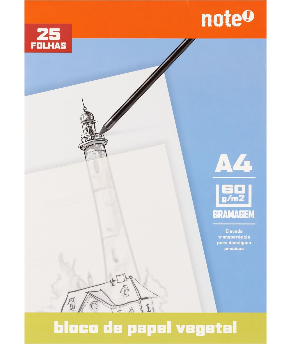 Bloco Papel Vegetal Formato A4 60 G 25 Fl Note!