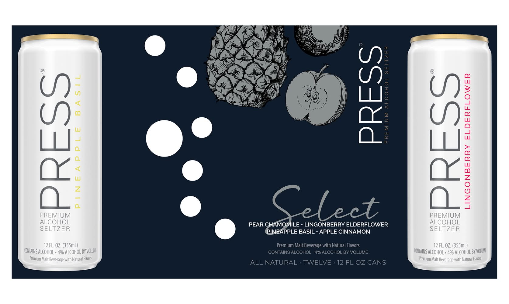 Press Premium Alcohol Seltzer Variety pack (12 x 12 fl oz)