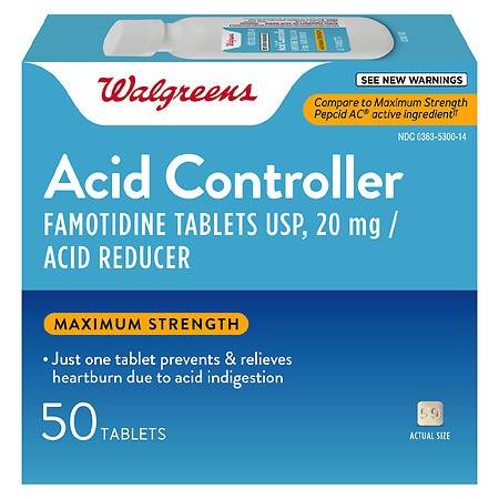 Walgreens 20 mg Maximum Strength Acid Controller & Acid Reducer Famotidine Tablets